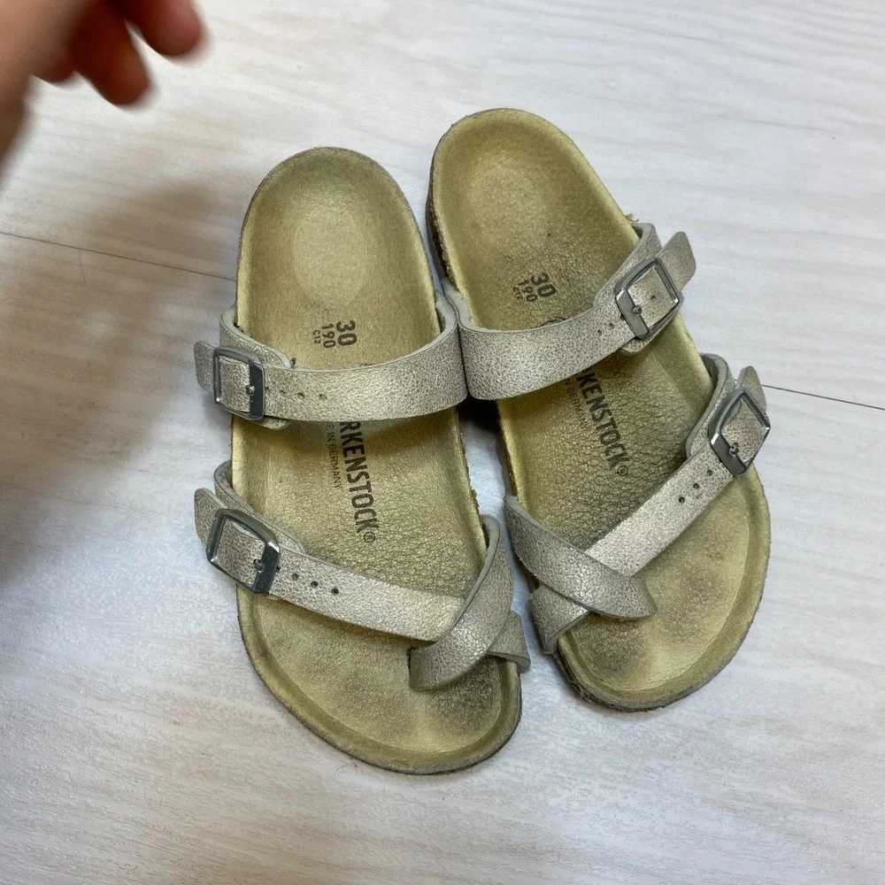 Birkenstock Mayari Sandals Girls 30 Metallic Silver Comfort Casual Outdoor